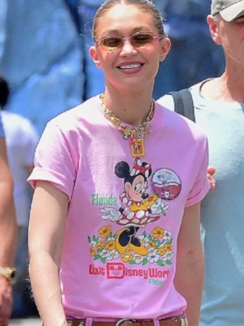 Vintage 80s Disney Minnie Mouse Baby Tee Single Stitch Made USA Gigi Hadid S - Picture 9 of 11